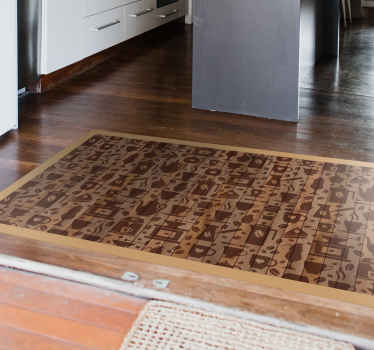 Coffee cups kitchen floor tiles - TenStickers
