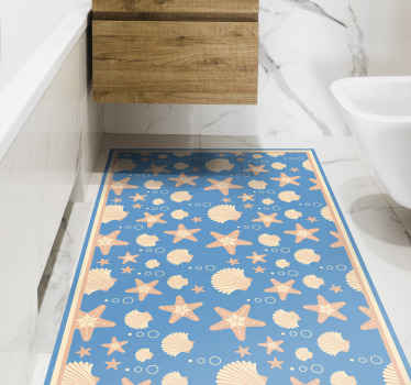 Tapis vinyle salle de bain composition de motifs marins - TenStickers