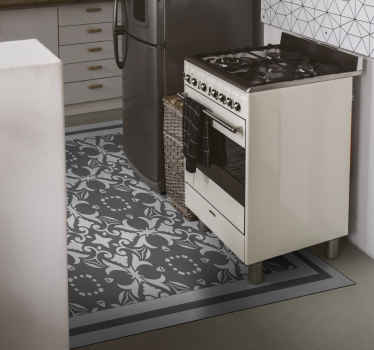 Tapis lino cuisine carreaux complexes gris - TenStickers