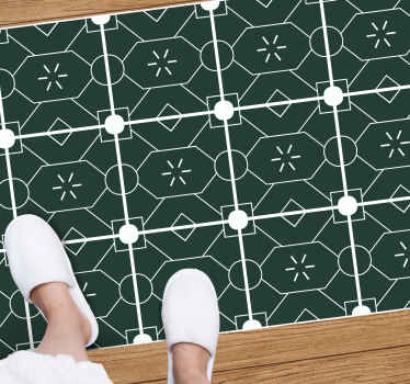 Alfombra vinílica hidráulica arreglo geométrico verde - TenVinilo