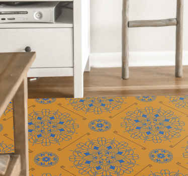 Graceful orange style mandala vinyl rug - TenStickers