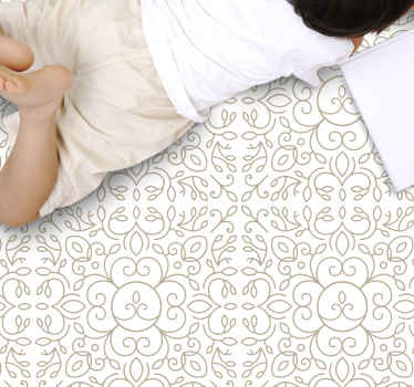 Alfombra vinílica infantil concepto de contorno floral - TenVinilo