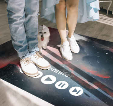 Alfombra vinílica juvenil música personalizada espacial - TenVinilo
