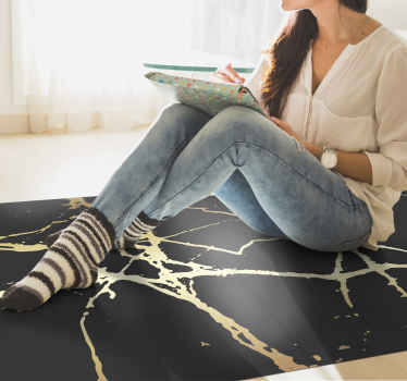 Elegant Gold Stripes marble vinyl rug - TenStickers