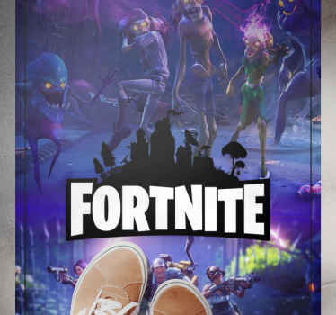 Traga a vibração do seu videogame da fortnite para o seu espaço com a colocação deste produtode carpete de piso com personagem zumbi da fortnite.