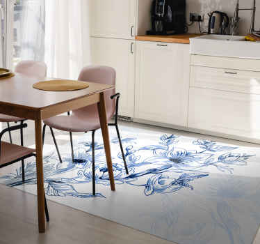 μπλε κλαδιά φύση βινυλίου χαλί - TenStickers