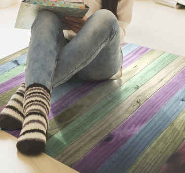 Vibrant Wooden Stripes wood effect vinyl rug - TenStickers