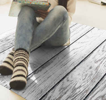 Whitewashed Timber wood effect vinyl rug - TenStickers