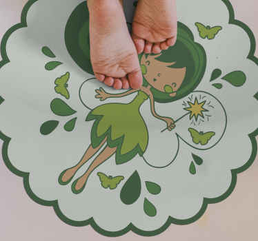 Alfombra vinílica infantil personaje de hada verde - TenVinilo