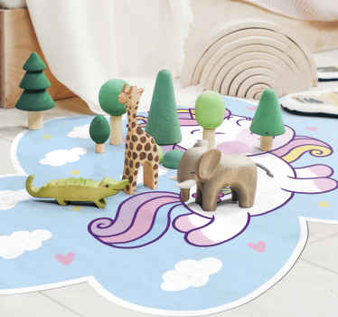 Alfombra vinílica infantil juego de nubes de unicornio - TenVinilo