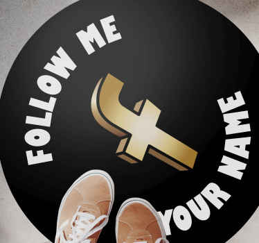 Personalised follow me Facebook vinyl rug - TenStickers