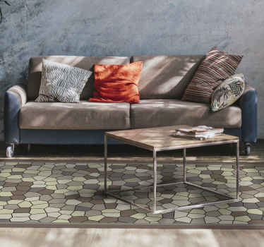 Alfombra vinílica mosaico patrón de piedra hexagonal - TenVinilo