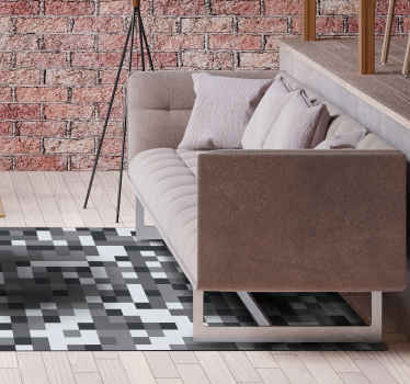 Pikselli gri desen geometrik pvc halı - TenStickers