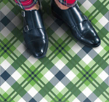Plaid Pattern Green striped vinyl rug - TenStickers