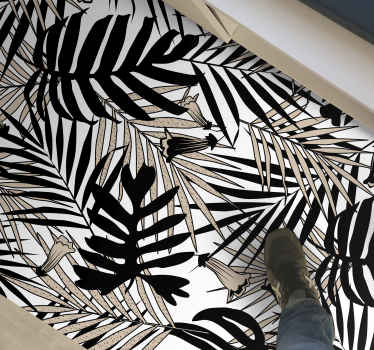 Tropisk bladelement natur vinyl tæppe - TenStickers