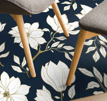 Elegantni cvetovi magnolije Vinilna preproga za dnevno sobo - TenStickers