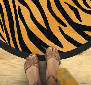 μισό στρογγυλό χαλί τίγρης ζωική εκτύπωση κουβέρτα βινυλίου - TenStickers