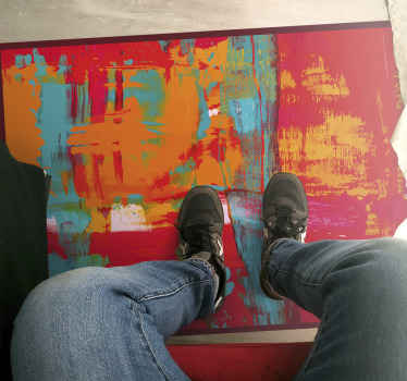 Abstrakti monivärinen alue matto moderni vinyylimatto - Tenstickers