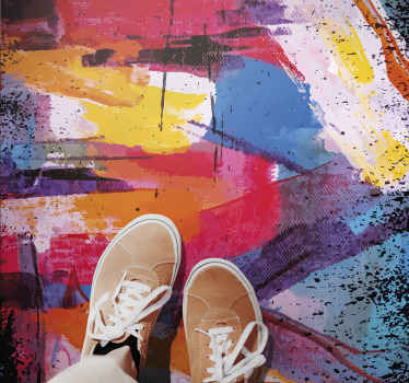 Abstrakti maali värillinen moderni vinyylimatto - Tenstickers