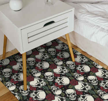 Tapis vinyle pour halloween motif crâne et rose - TenStickers