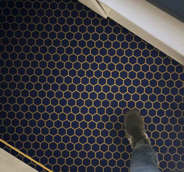 Golden and blue hexagons geometric rugs - TenStickers