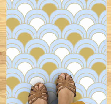 Mavi kavisli desen geometrik pvc halı - TenStickers