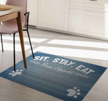 Sit stay eat animal blue vinyl rug - TenStickers