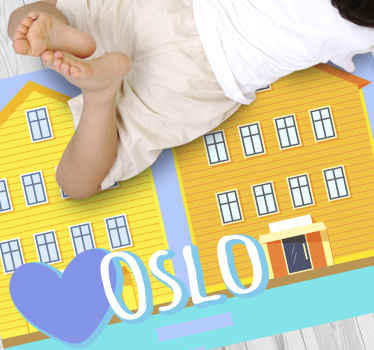 Jeg elsker oslo med hus vinyl teppe sagn og tekster - Tenstickers