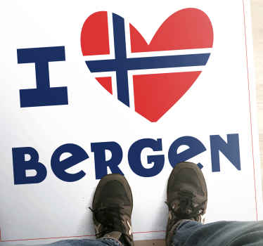 I love Bergen Norway heart nordic vinyl rug - TenStickers