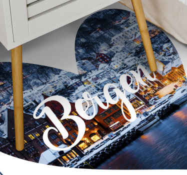 Λατρεύω το χαλί από σκανδιναβικό βινύλιο καρδιά της πόλης bergen - TenStickers