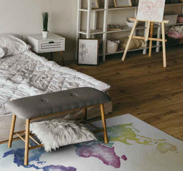 καλλιτεχνικό πολύχρωμο χαλί παγκόσμιου χάρτη - TenStickers