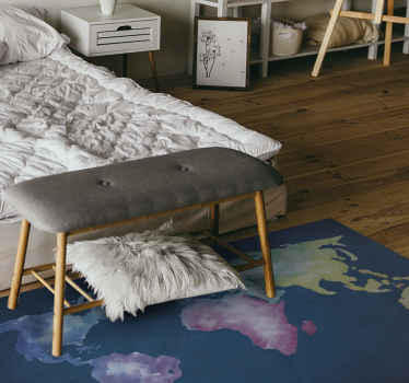 Alfombra vinílica mapamundi mapa del mundo en acuarela - TenVinilo