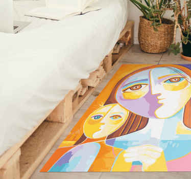 Alfombra vinílica mosaico caras abstractas coloridas - TenVinilo