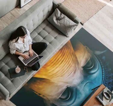 Alfombras vinílicas modernas Elefante azul de arte moderno - TenVinilo