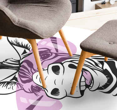 Tapis vinyle animal visage de zèbre souriant - TenStickers
