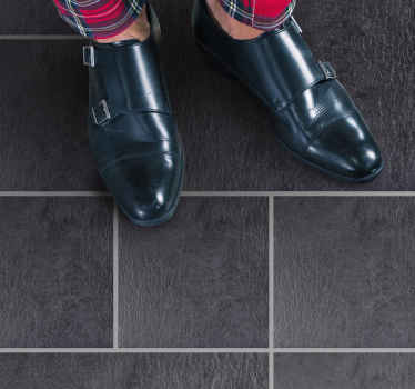 Alfombra vinílica imitación piedra elegantes azulejos grises - TenVinilo