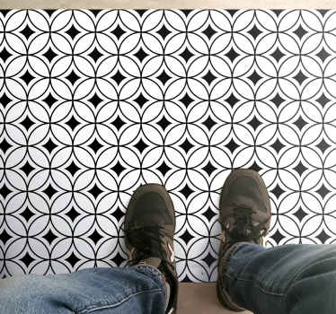 Mid century black tile effect vinyl rug - TenStickers