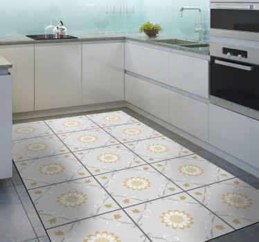 Kitchen grey and yellow tiles kitchen floor - TenStickers