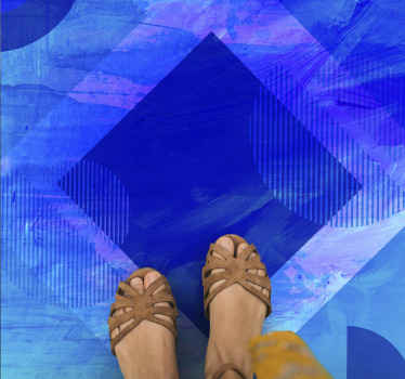 Blue Geometric Motifs minimalistic rug - TenStickers
