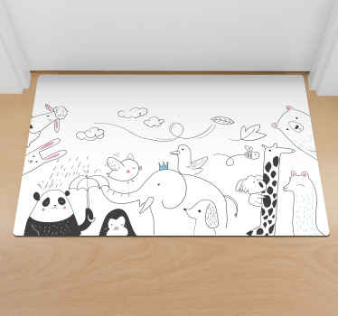 Minimalistic animal friends nursery vinyl rug - TenStickers