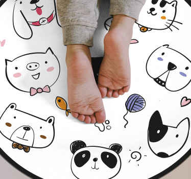 Alfombra vinílica bebé expresiones de criaturas adorables - TenVinilo