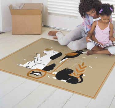 Dywan winylowy zwierzęta beżowa ilustracja zwierzaka - TenStickers