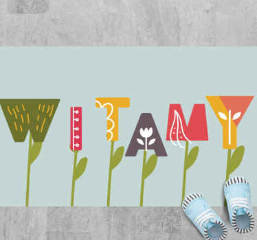 Witamy z roślinami dla dzieci dywanik na zamówienie - TenStickers