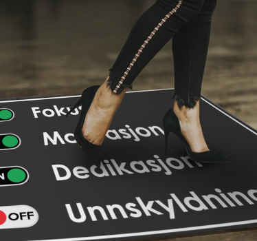 Fokus, ingen unnskyldning tekst vinylteppe - Tenstickers