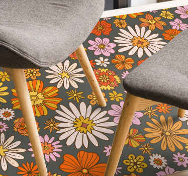 Vinylteppich Blumen 70er jahre blumen - TenStickers
