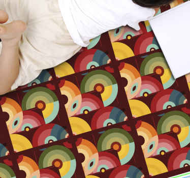 Vinyl Teppich Vintage retro bunte kreisförmige formen - TenStickers