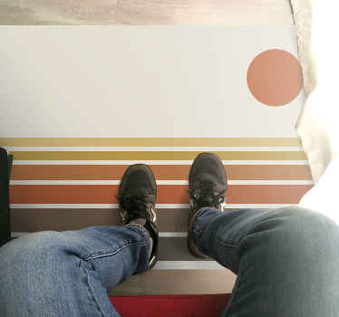 Alfombra vinílica dormitorio patrón rayas atardecer - TenVinilo