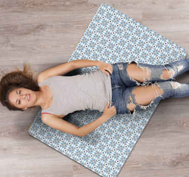 Alfombra vinílica mosaico elegante arreglo azul - TenVinilo