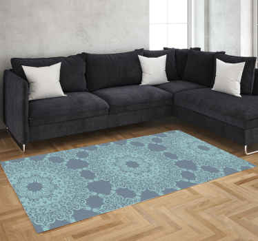 Tapis vinyle mandala motif bleu élégant - TenStickers