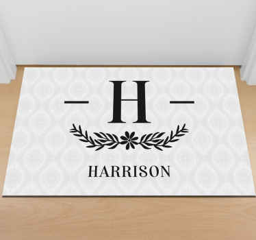 Custom family initial with bay entrance hall vinyl rug - TenStickers